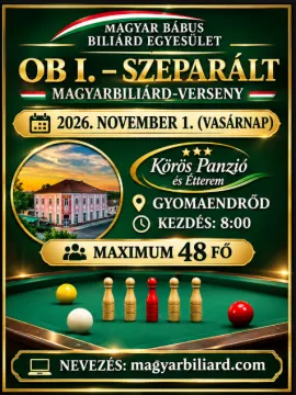 II. OB I-es egyéni, szeparált magyarbiliárd-verseny kiírása